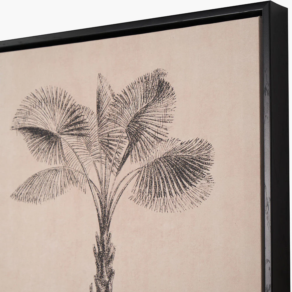 S/3 Natural and Black Palm Tree Print Canvases with Black Frames - Image 2