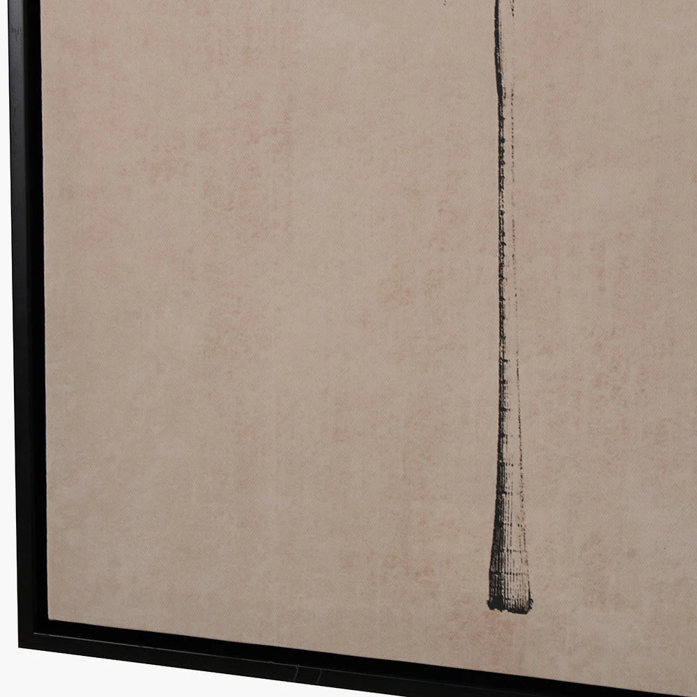 S/3 Natural and Black Palm Tree Print Canvases with Black Frames - Image 3