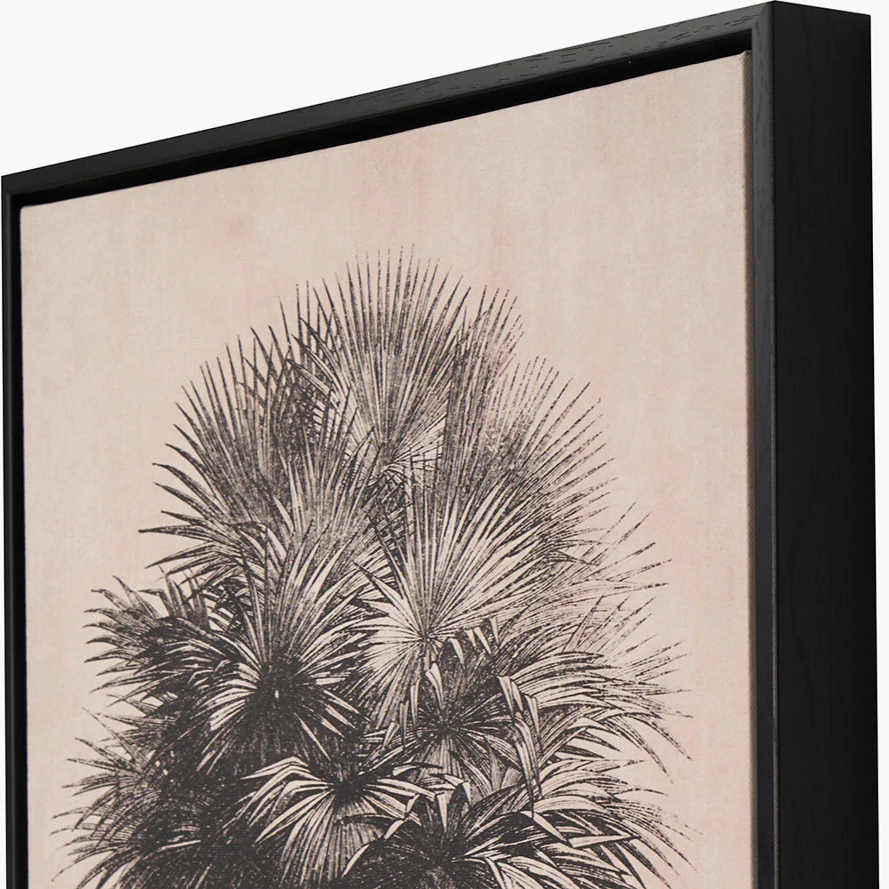 S/3 Natural and Black Palm Tree Print Canvases with Black Frames - Image 4
