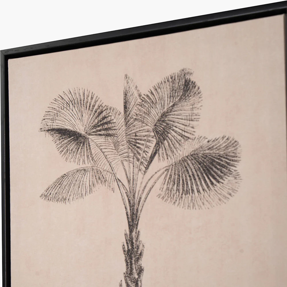 S/3 Natural and Black Palm Tree Print Canvases with Black Frames - Image 5
