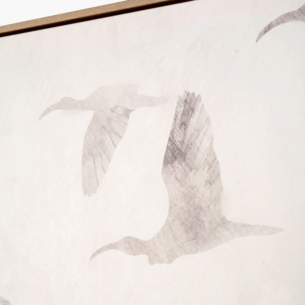 S/3 Natural and White Birds Canvases with Natural Frames - Image 10
