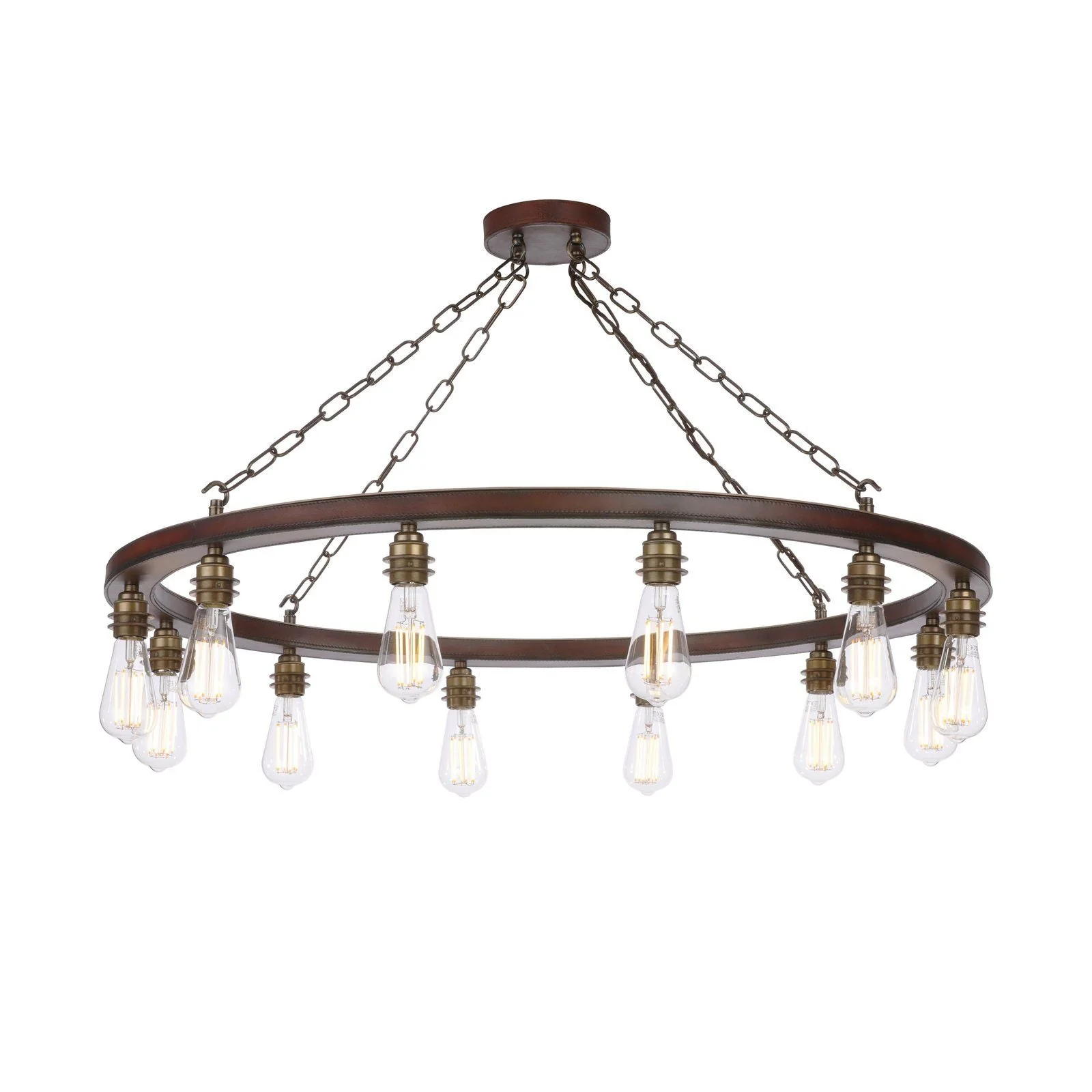 Saddler 8/12 Light Pendant Leather Effect and Antique Brass - Image 4