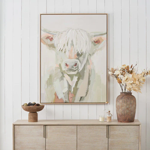 Sage and Naturals Highland Cow Canvas with Natural Frame - Image 2