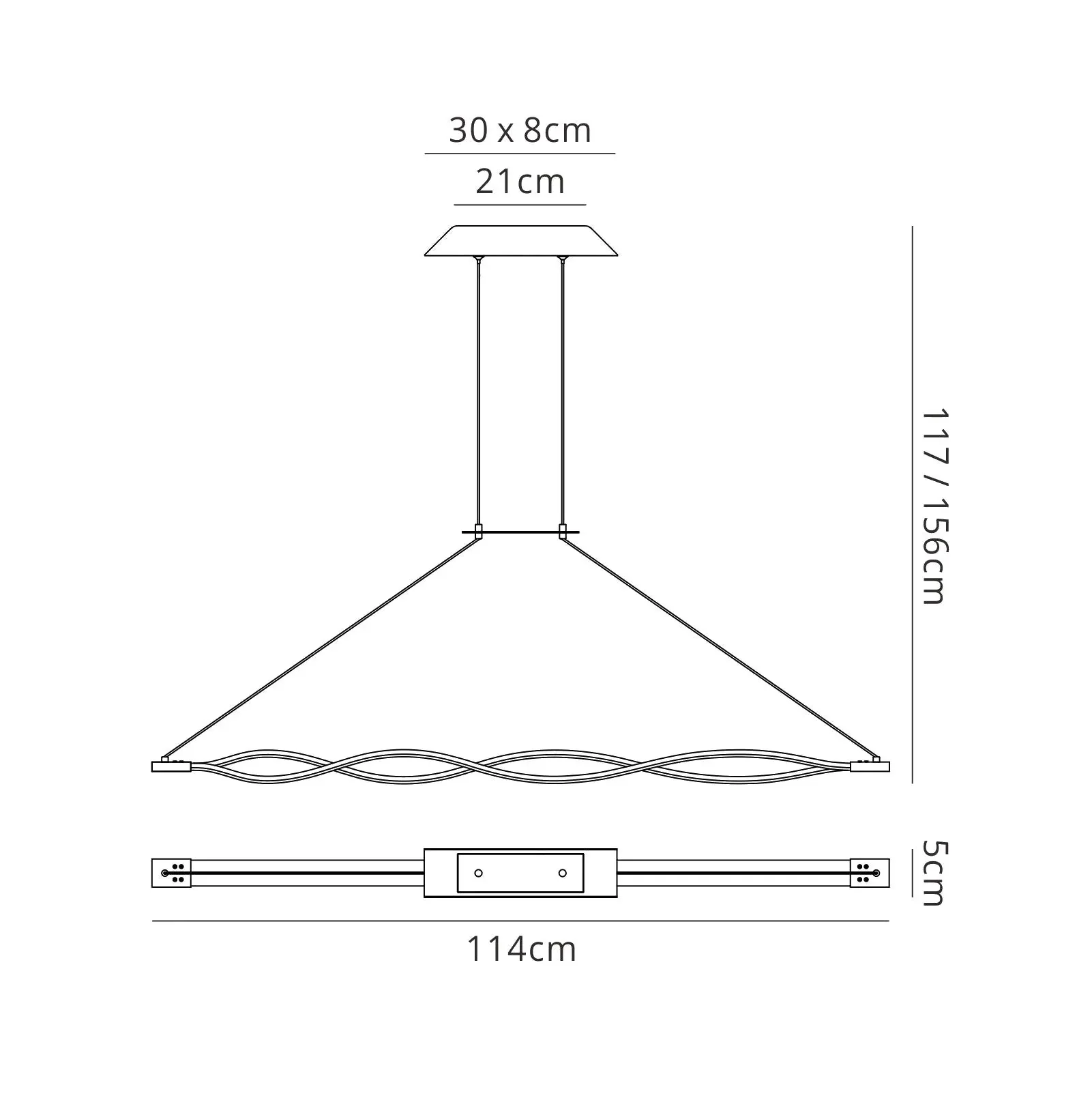 Sahara LED Linear Pendant - Chrome/Brown - Image 3