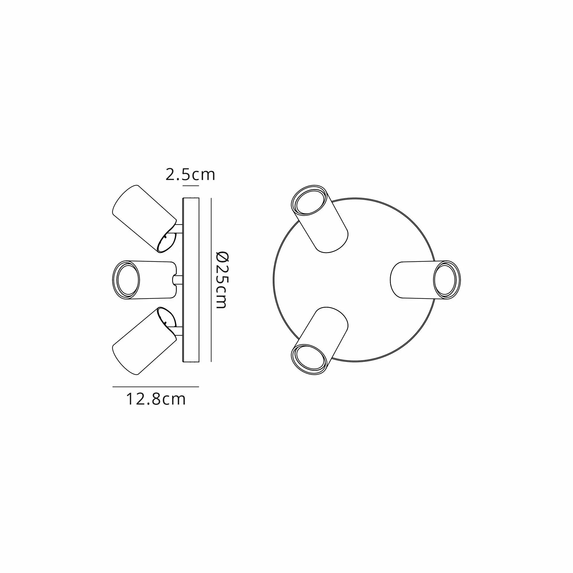 Sal 3Lt Plate Spotlight GU10 - Black/White - Image 3