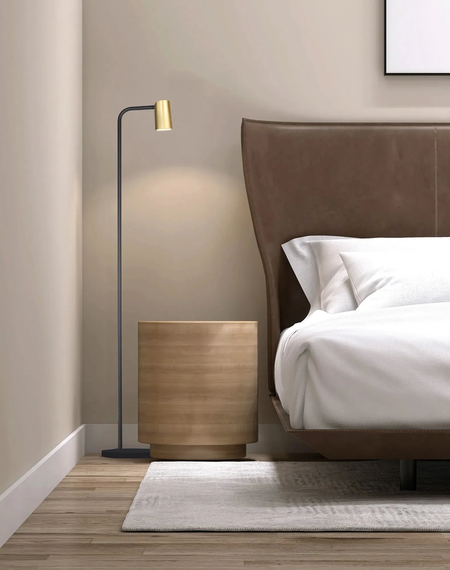 Sal Floor Lamp 1Lt, Matt Black /White/ Satin Gold Finishes - Image 4