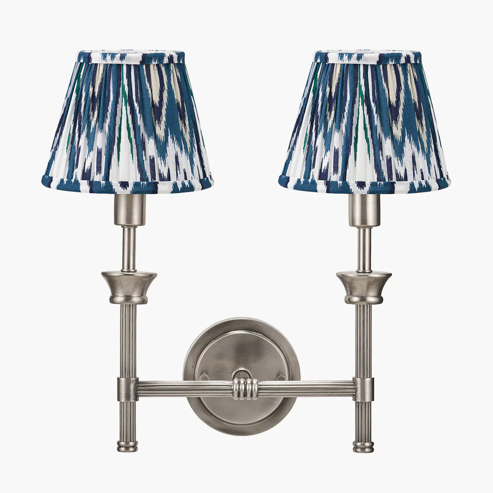 Salvatore Antique Silver Double Wall Light - Various Shades - Image 3