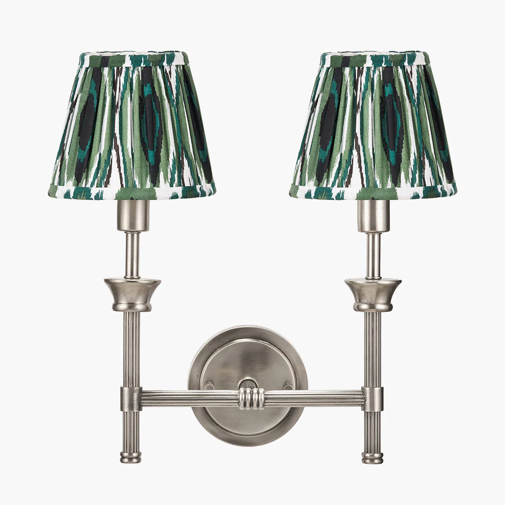 Salvatore Antique Silver Double Wall Light - Various Shades - Image 4