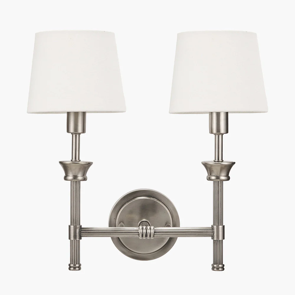 Salvatore Antique Silver Double Wall Light - Various Shades - Image 6