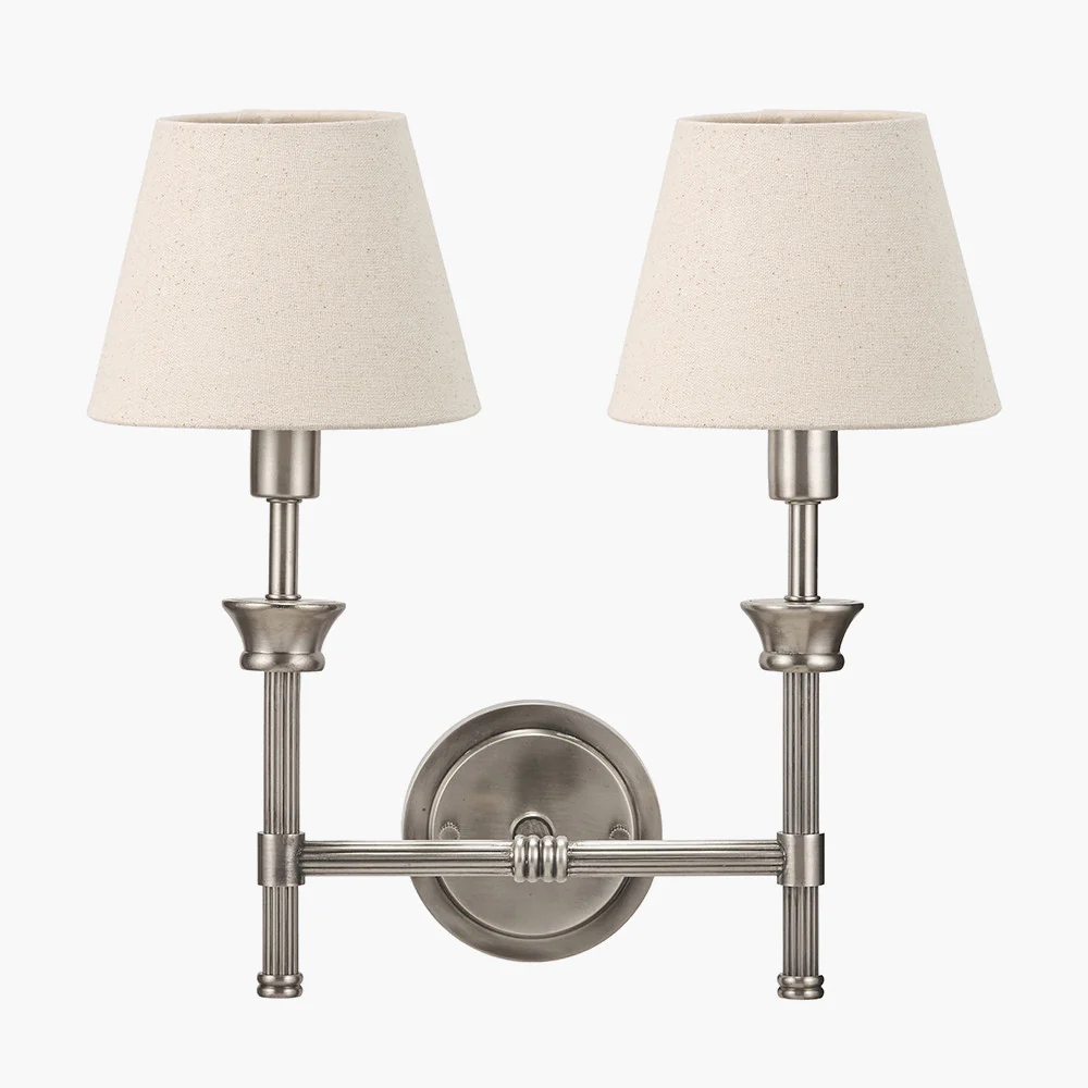 Salvatore Antique Silver Double Wall Light - Various Shades - Image 7