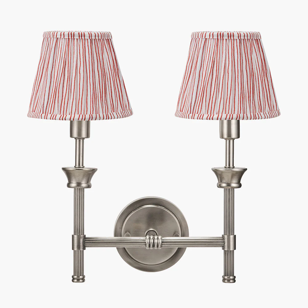 Salvatore Antique Silver Double Wall Light - Various Shades - Image 8