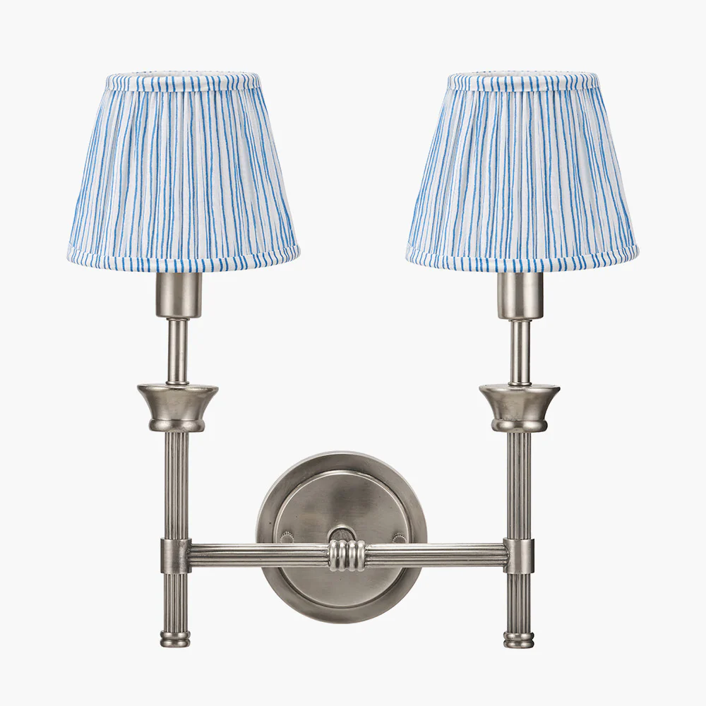 Salvatore Antique Silver Double Wall Light - Various Shades - Image 9