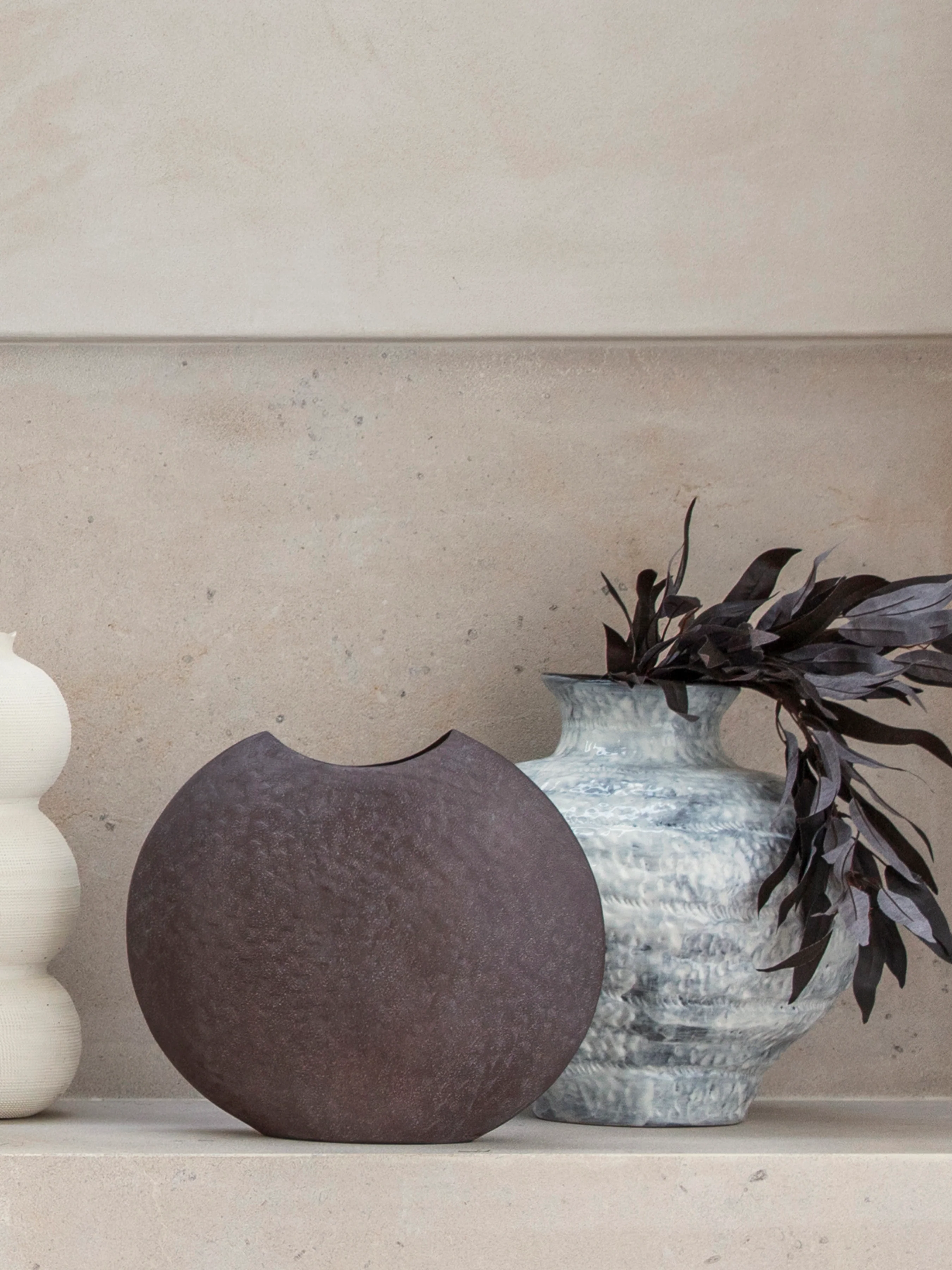 Samui Brown Stonewash Moon Vase - Image 4