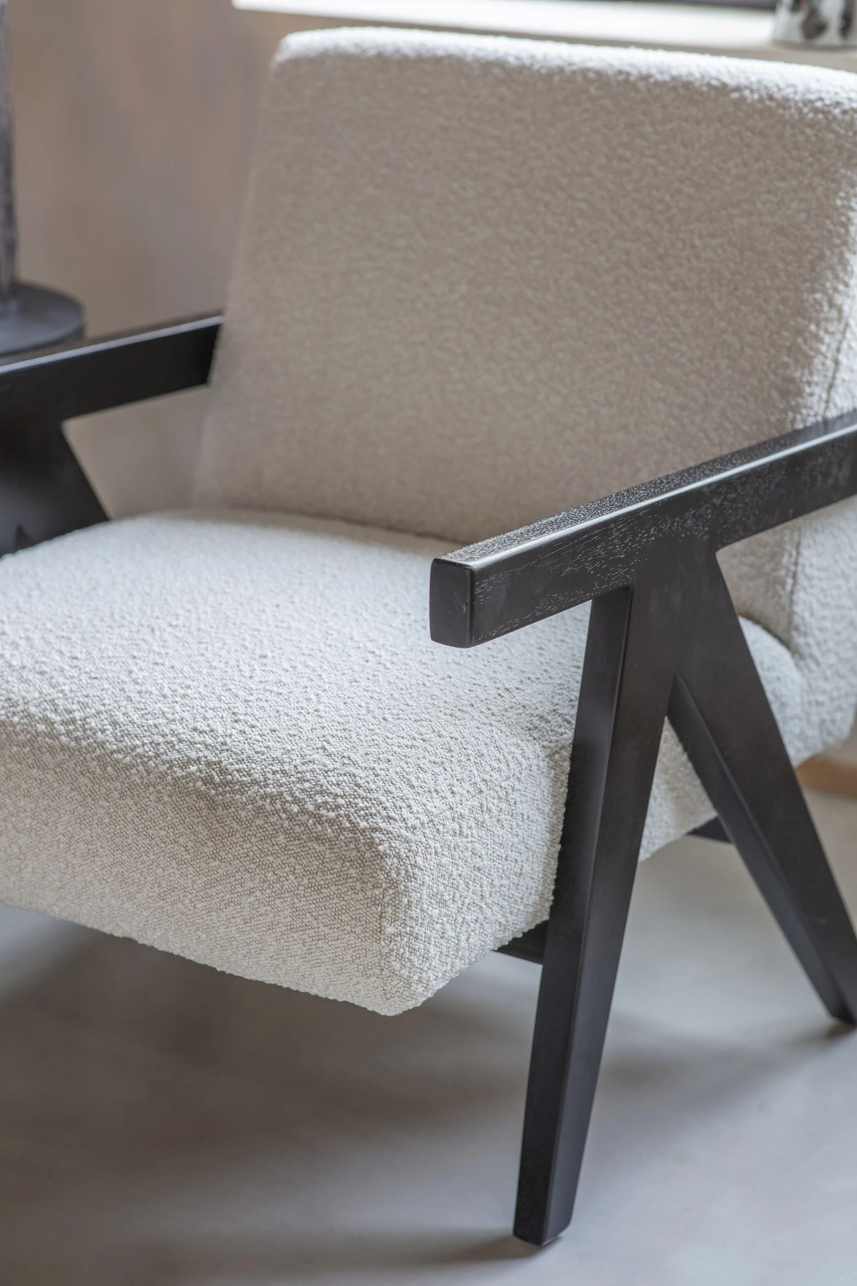 San Diego Wooden Frame Cream Boucle Armchair - Image 5