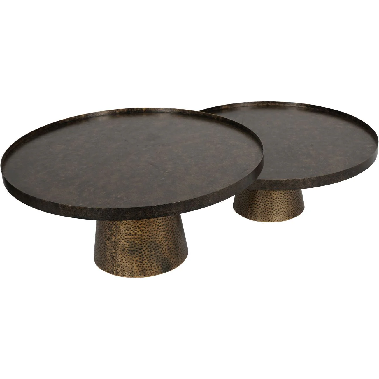 Sandbanks Set of 2 Iron Coffee Tables in Rustic Antique Gold - Image 2