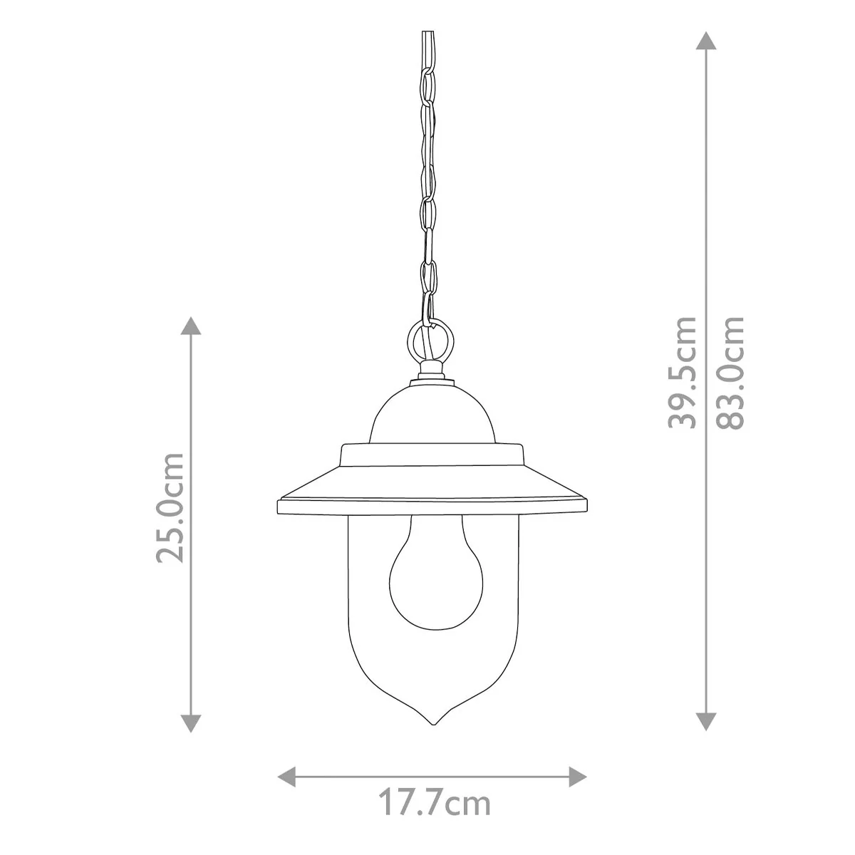 Sandown 1 Light Chain Lantern - Black IP44 E27 - Image 5