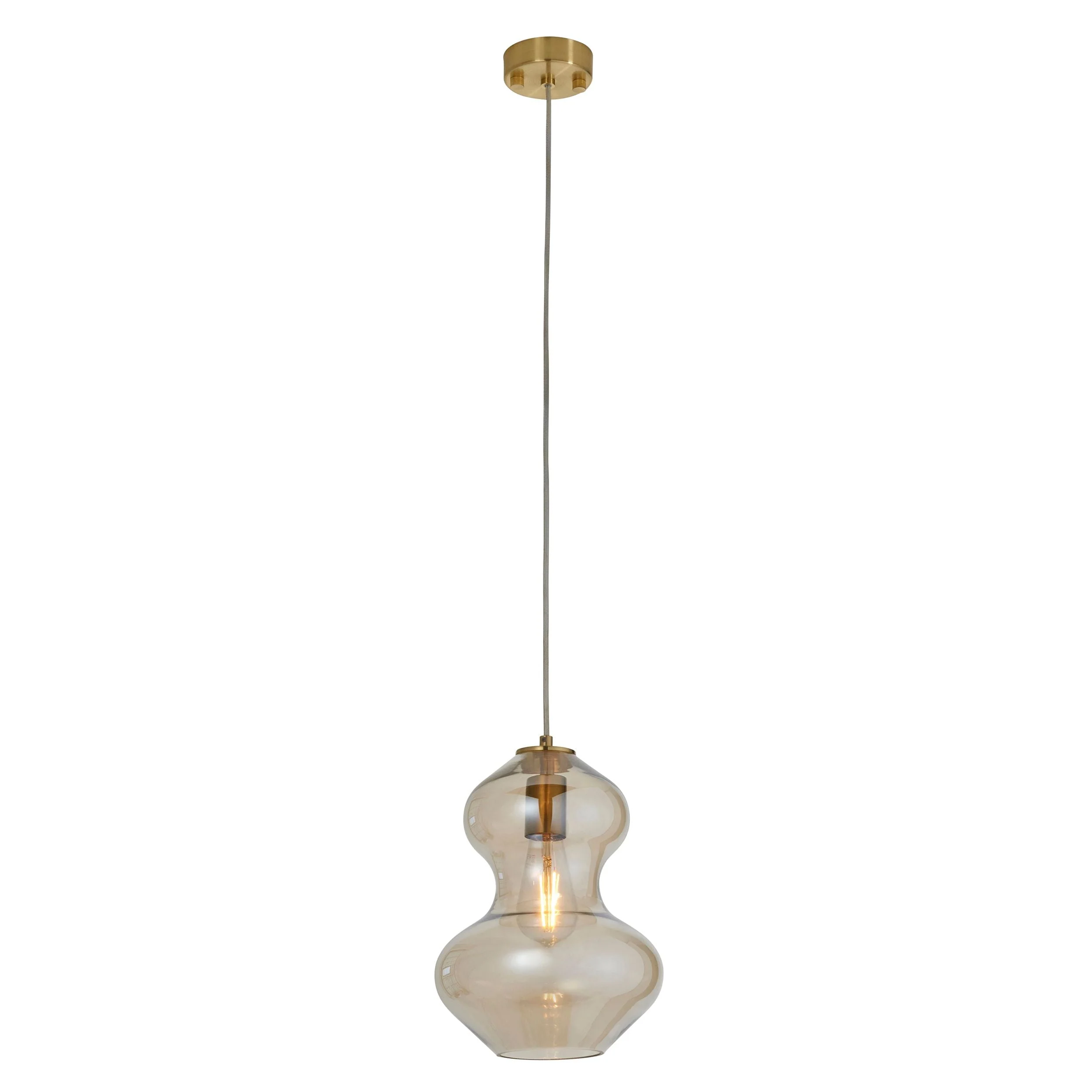 Bistro Satin Brass & Champagne Lustre Glass 1Lt LED Pendant - Various Styles - Image 2