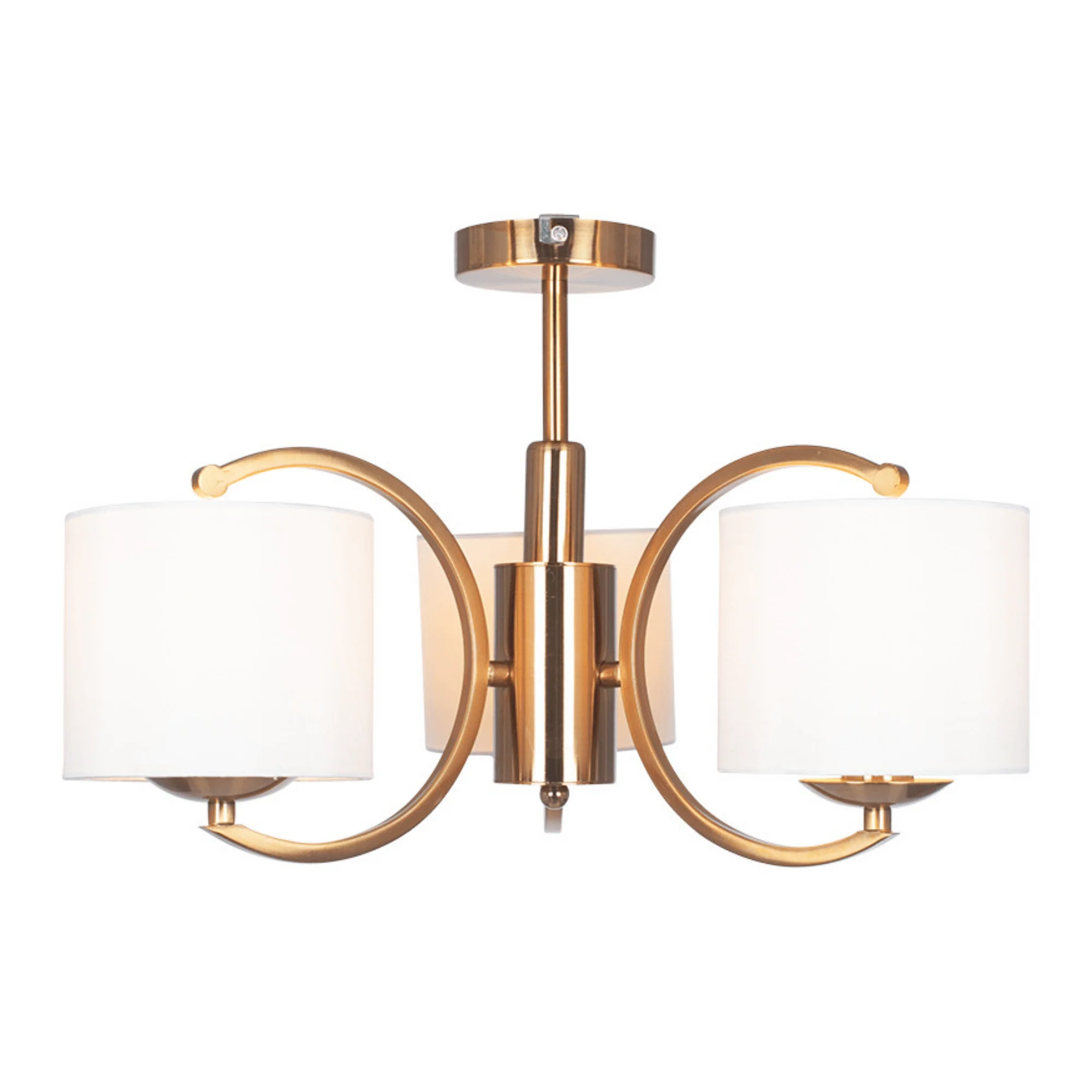Arcadia Metal Curved 3/5 Arm Semi Flush Pendant- Brass/ Silver Finish
