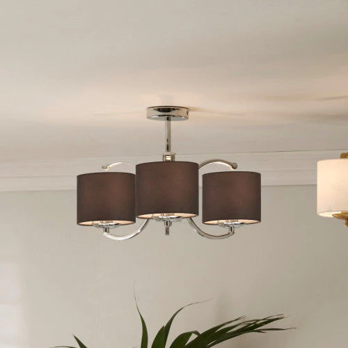 Arcadia Metal Curved 3/5 Arm Semi Flush Pendant- Brass/ Silver Finish - Image 10