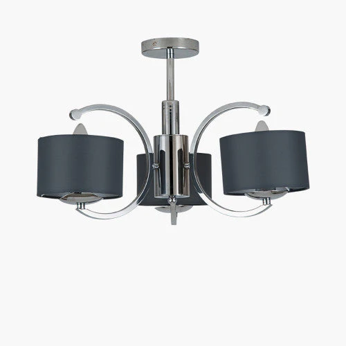 Arcadia Metal Curved 3/5 Arm Semi Flush Pendant- Brass/ Silver Finish - Image 2