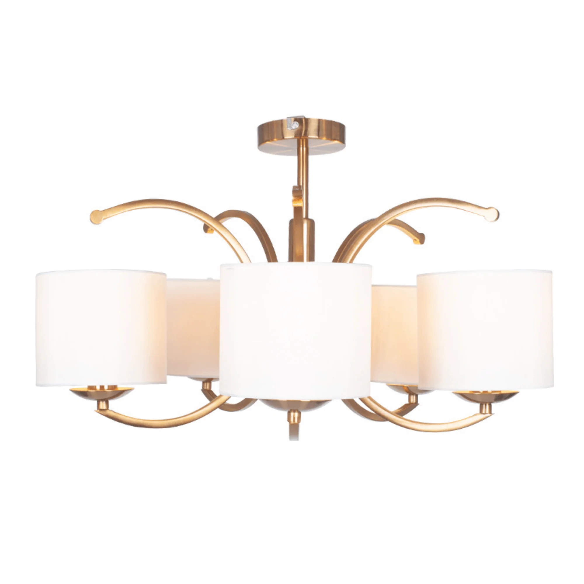 Arcadia Metal Curved 3/5 Arm Semi Flush Pendant- Brass/ Silver Finish - Image 3