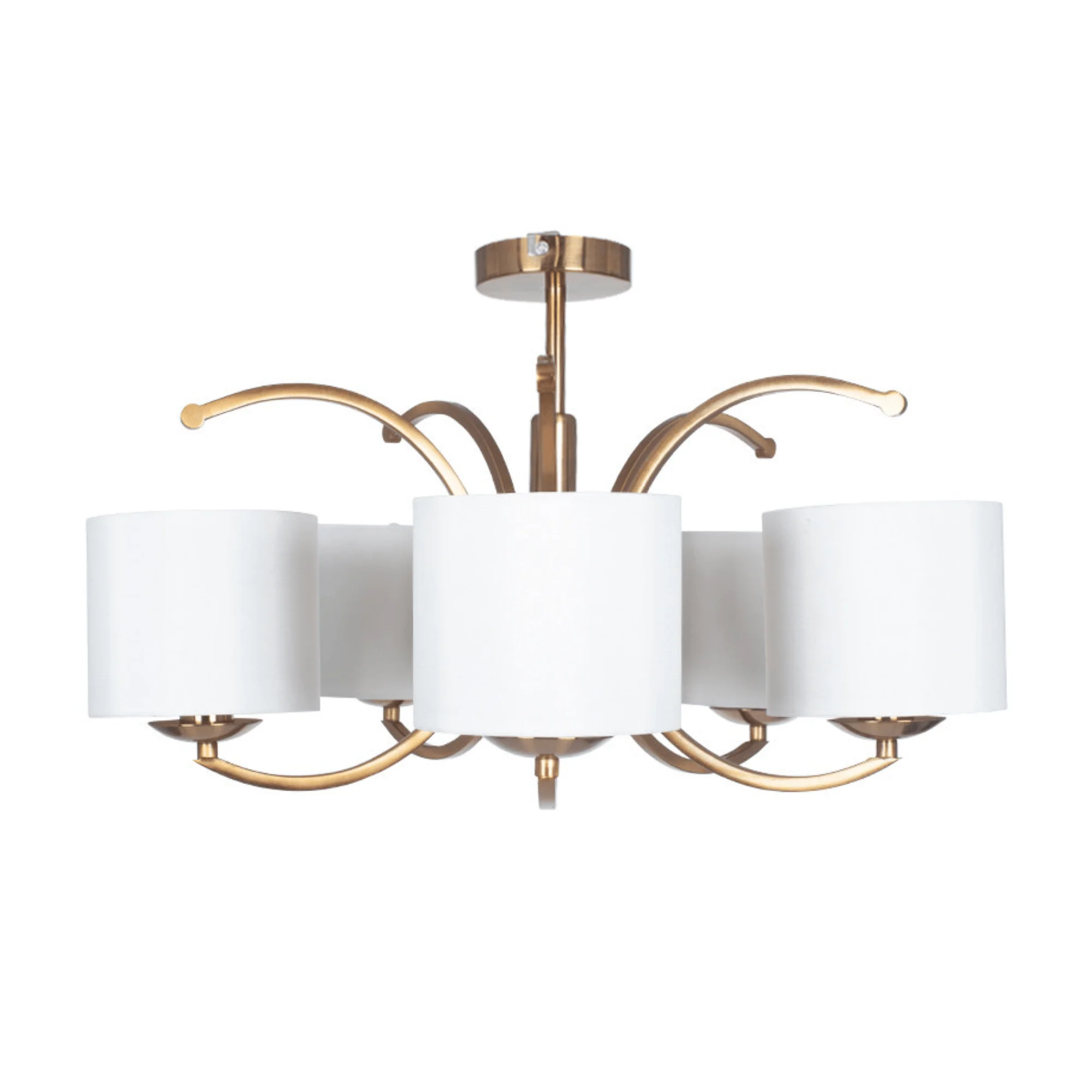 Arcadia Metal Curved 3/5 Arm Semi Flush Pendant- Brass/ Silver Finish - Image 4