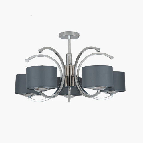 Arcadia Metal Curved 3/5 Arm Semi Flush Pendant- Brass/ Silver Finish - Image 5