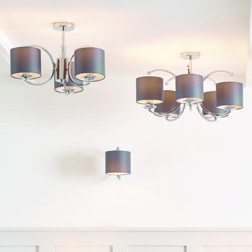 Arcadia Metal Curved 3/5 Arm Semi Flush Pendant- Brass/ Silver Finish - Image 7