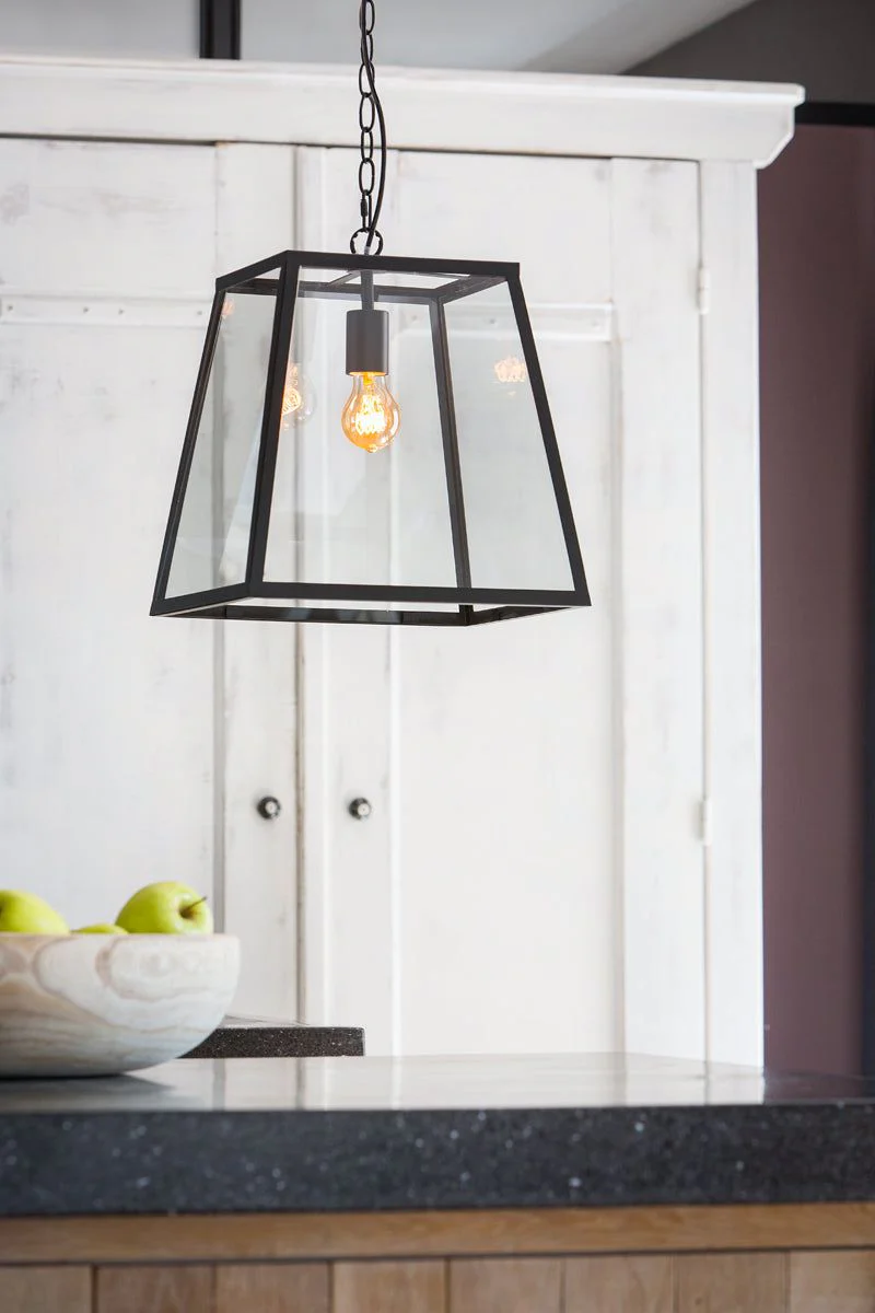 Saunte Hanging Lamp, Black & Glass Finish - Image 3
