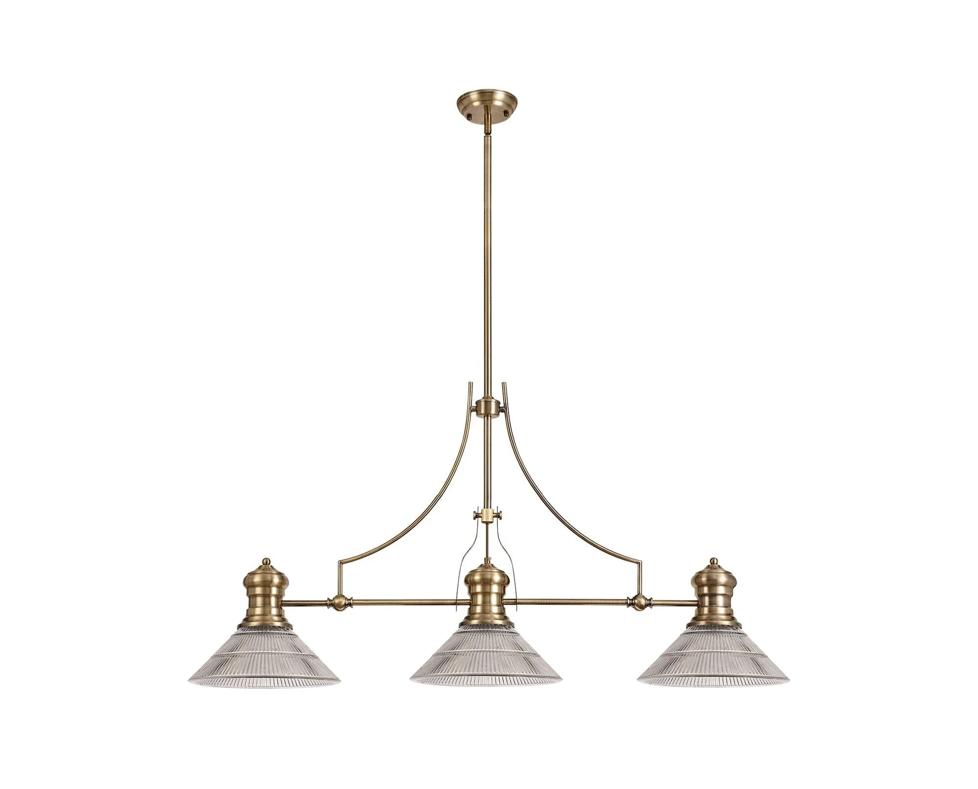 Savannah 3L Island Ceiling Light  E27 With 30cm Glass Shade Antique Brass With various Shade Colours IP20 - Image 10