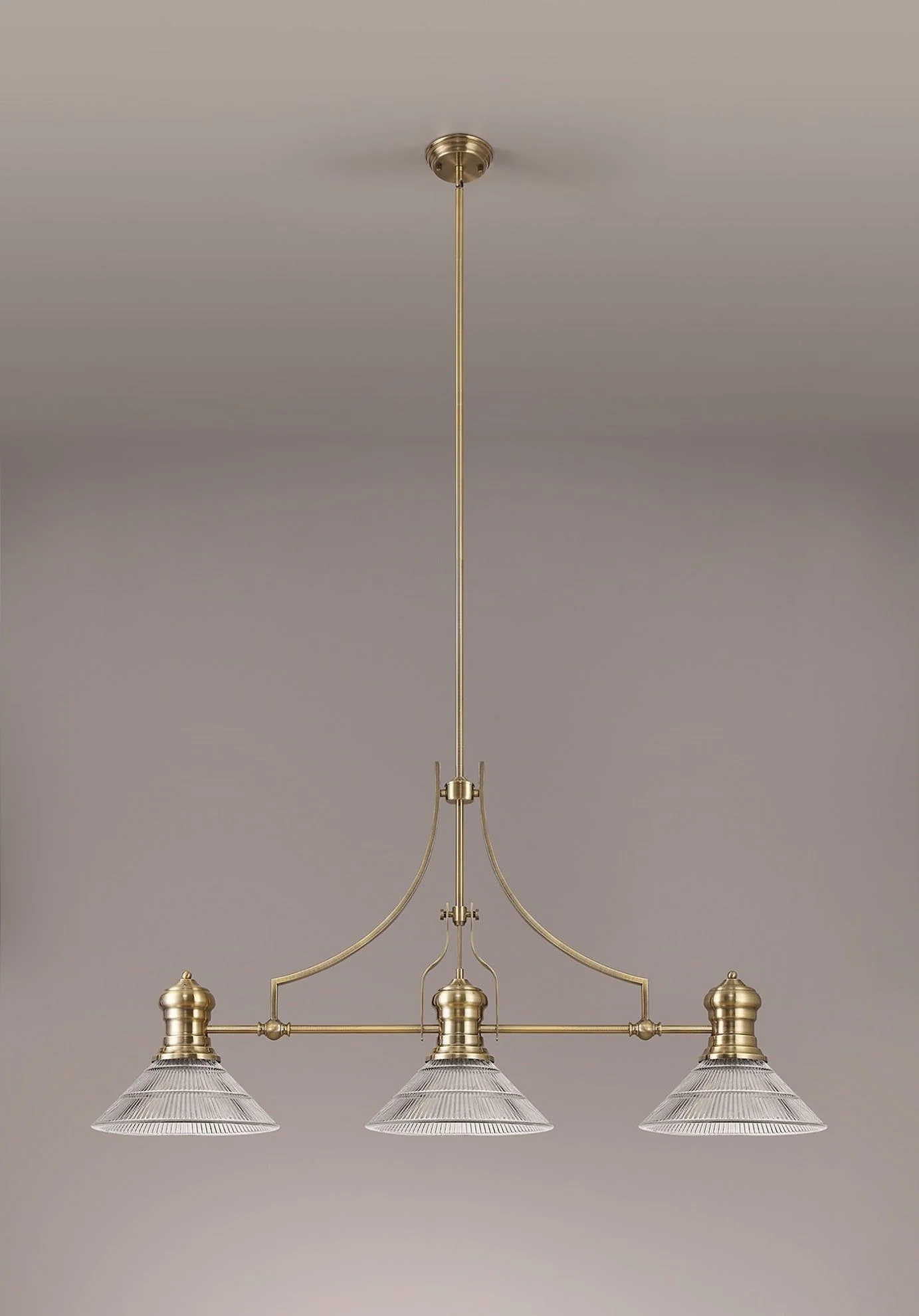 Savannah 3L Island Ceiling Light  E27 With 30cm Glass Shade Antique Brass With various Shade Colours IP20 - Image 11