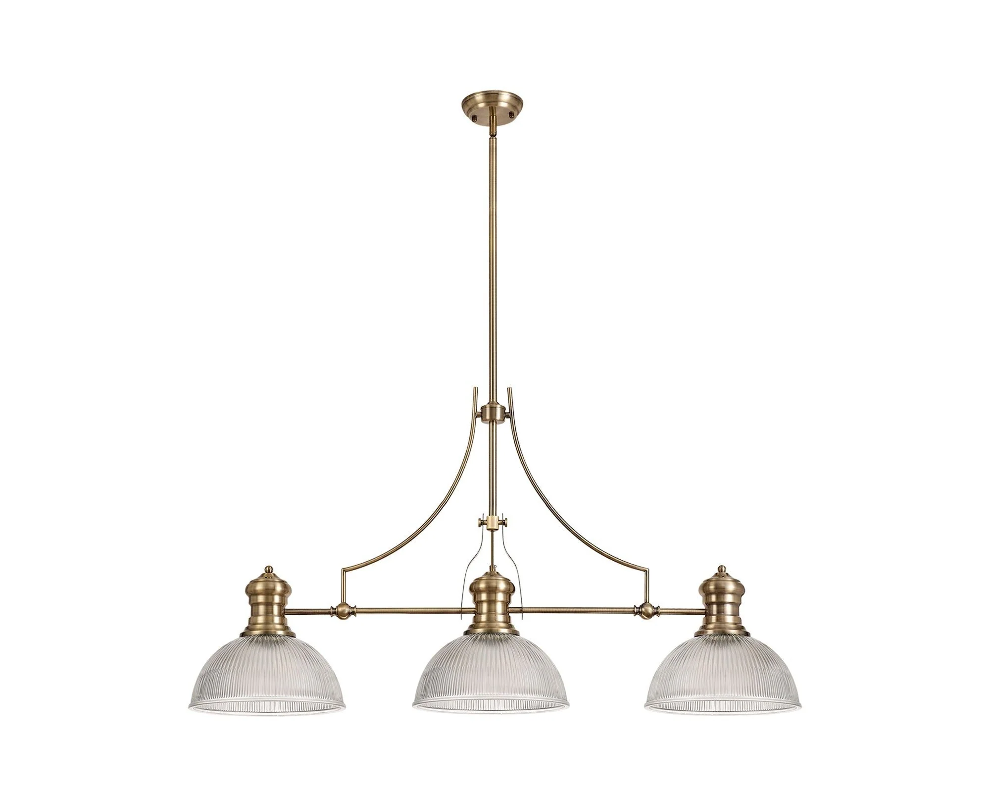 Savannah 3L Island Ceiling Light  E27 With 30cm Glass Shade Antique Brass With various Shade Colours IP20 - Image 12