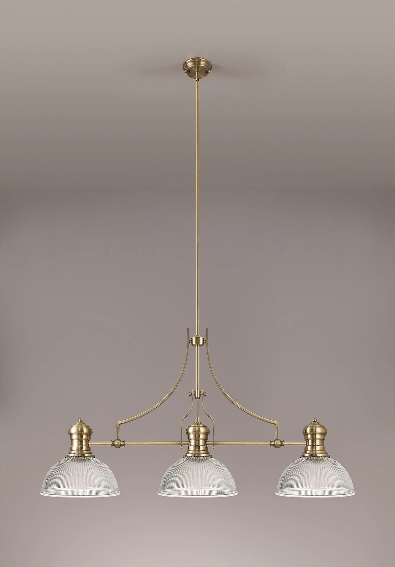 Savannah 3L Island Ceiling Light  E27 With 30cm Glass Shade Antique Brass With various Shade Colours IP20 - Image 13