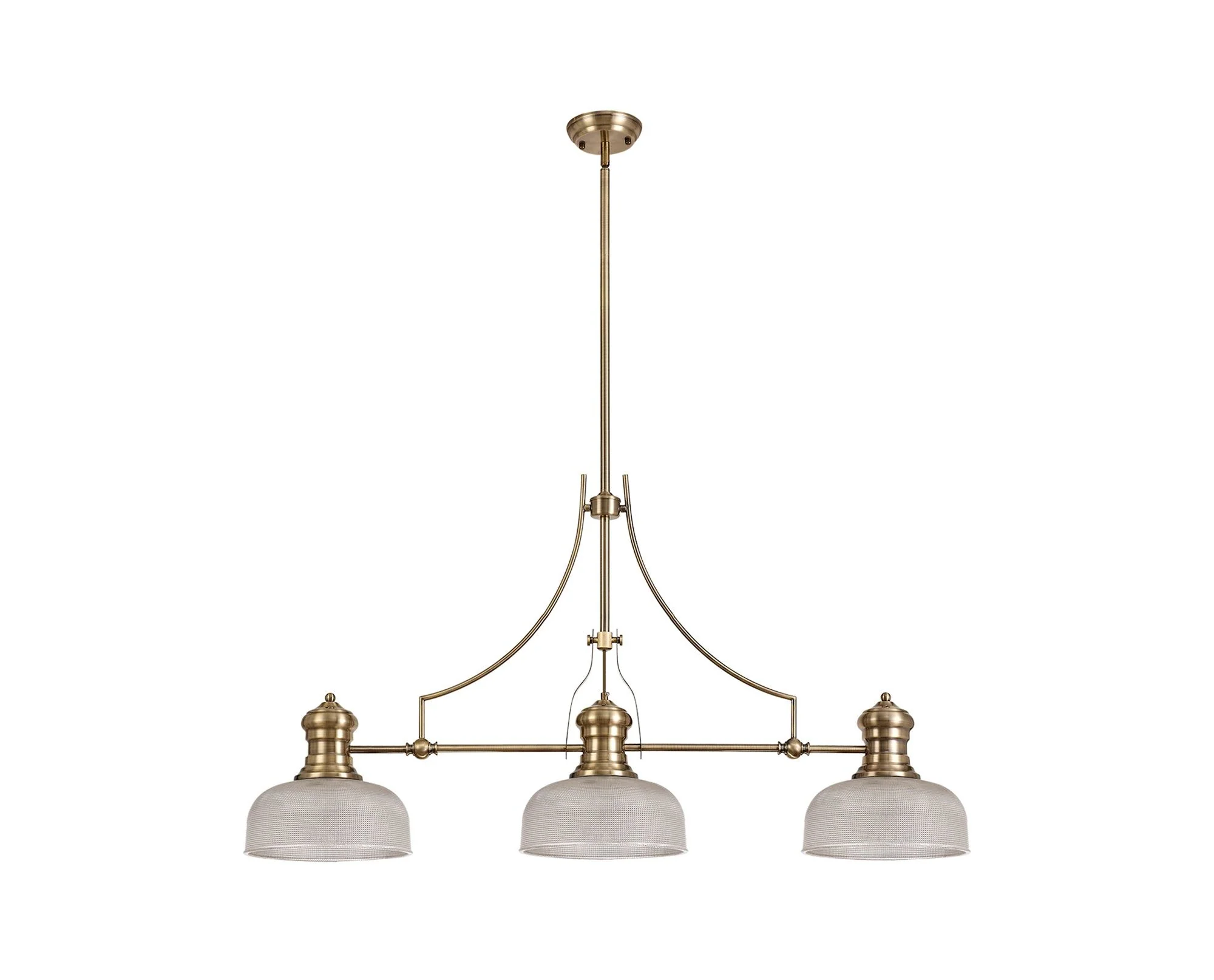 Savannah 3L Island Ceiling Light  E27 With 30cm Glass Shade Antique Brass With various Shade Colours IP20 - Image 18