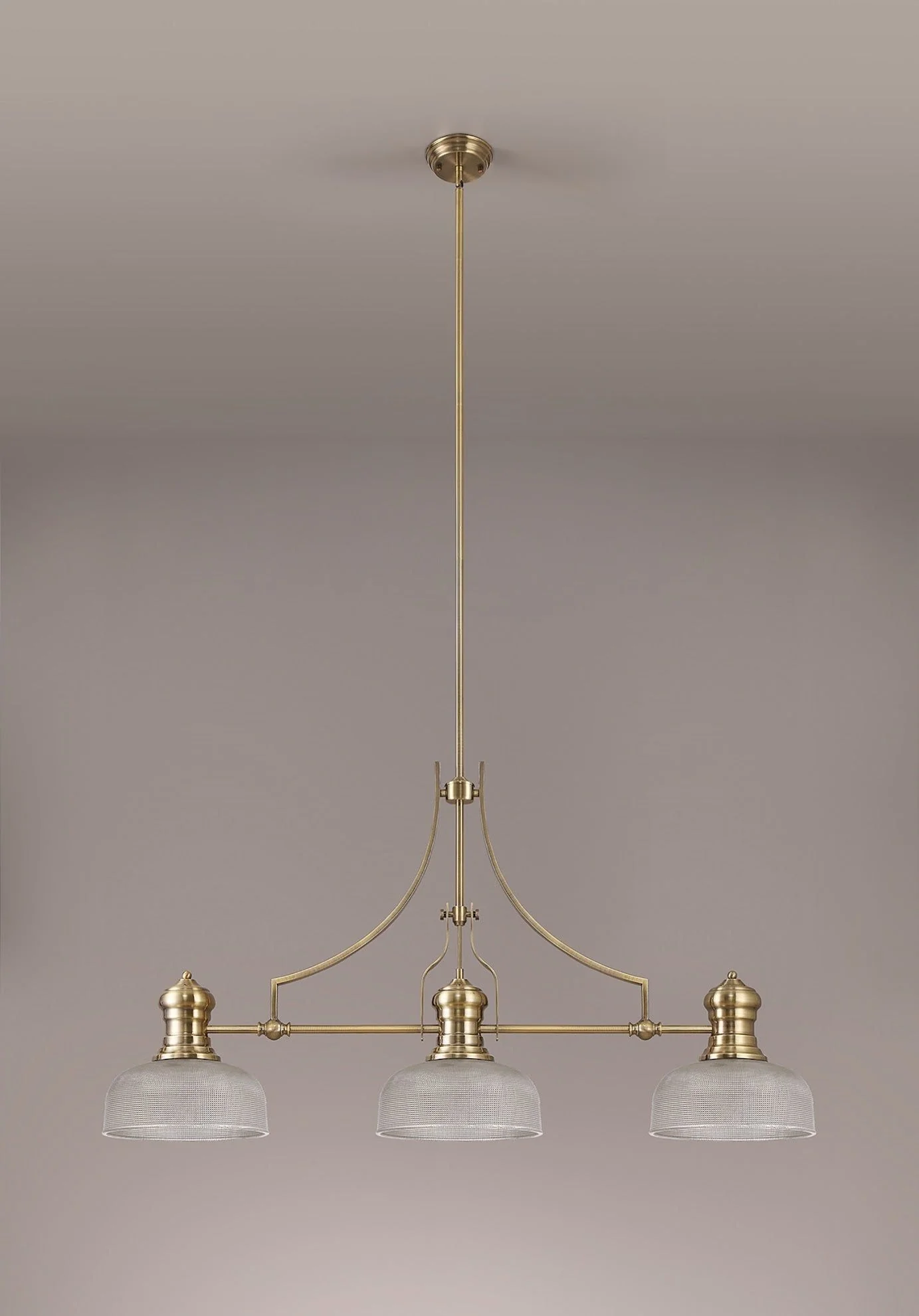 Savannah 3L Island Ceiling Light  E27 With 30cm Glass Shade Antique Brass With various Shade Colours IP20 - Image 19
