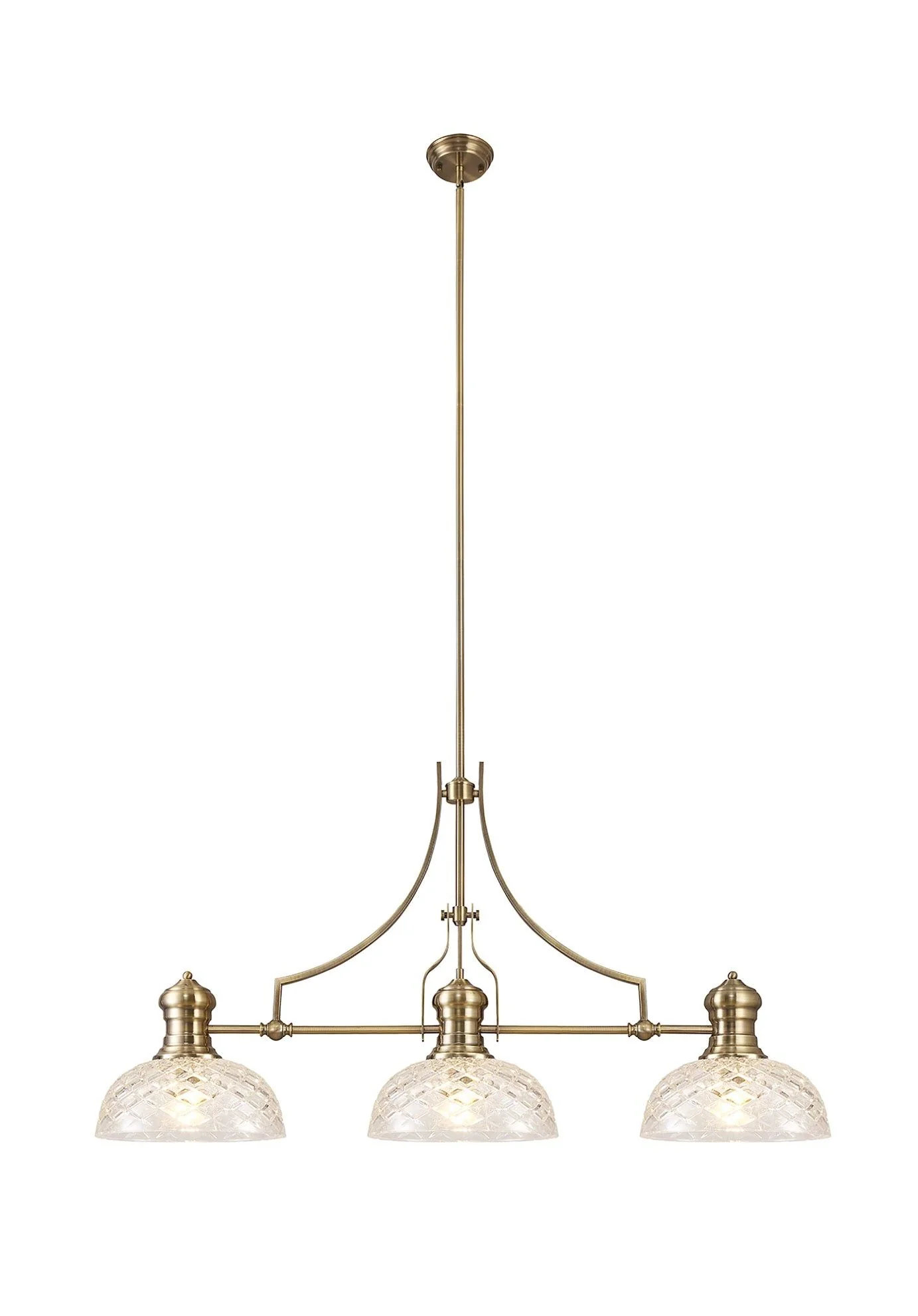 Savannah 3L Island Ceiling Light  E27 With 30cm Glass Shade Antique Brass With various Shade Colours IP20 - Image 20