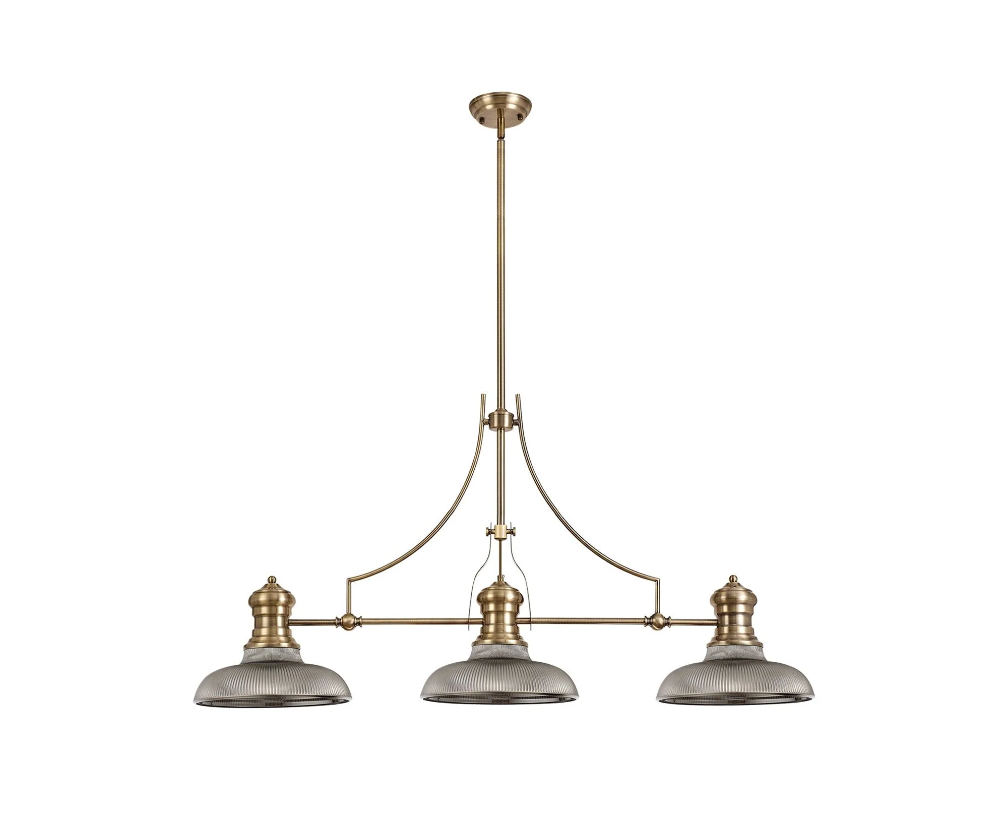 Savannah 3L Island Ceiling Light  E27 With 30cm Glass Shade Antique Brass With various Shade Colours IP20 - Image 4
