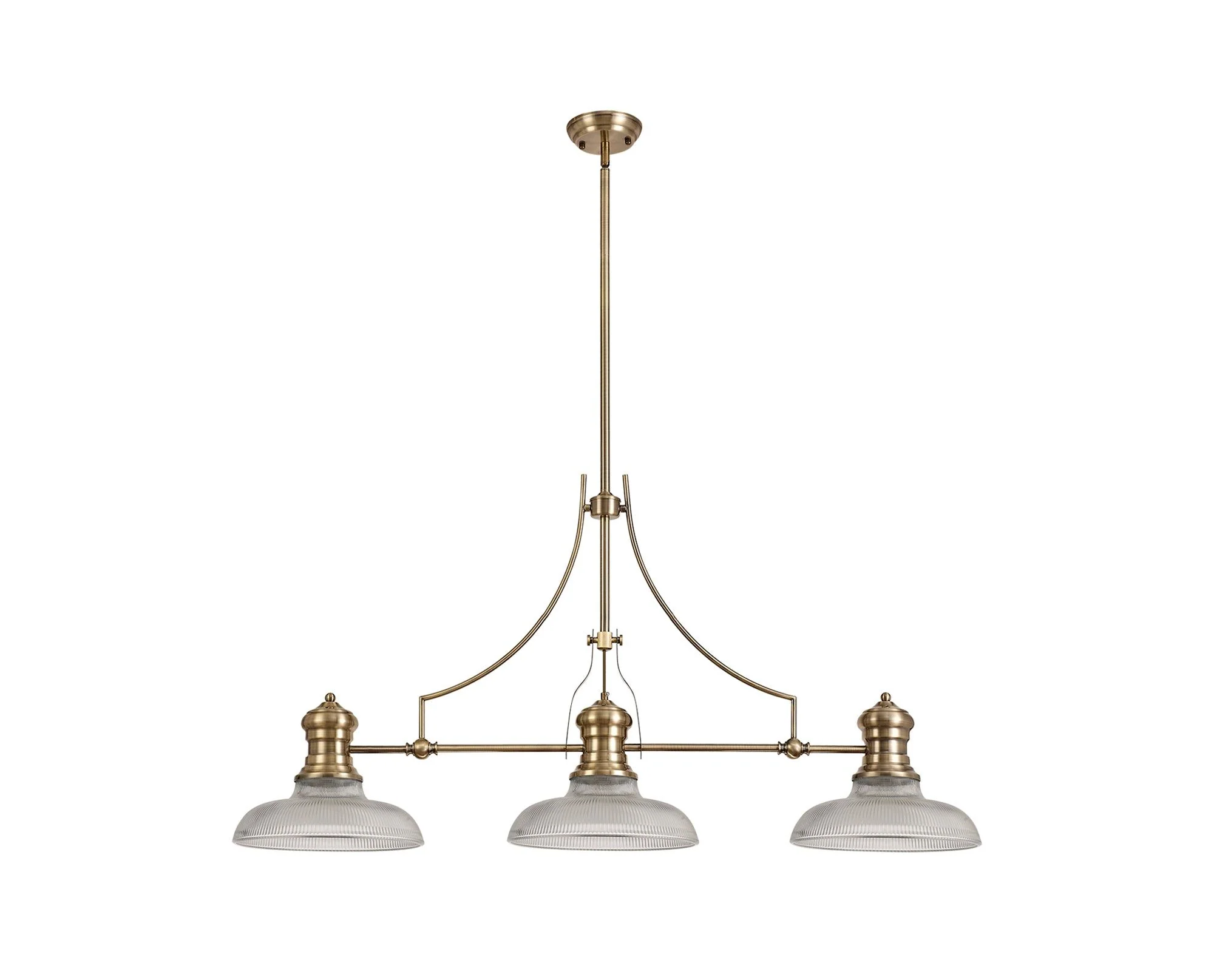 Savannah 3L Island Ceiling Light  E27 With 30cm Glass Shade Antique Brass With various Shade Colours IP20 - Image 6