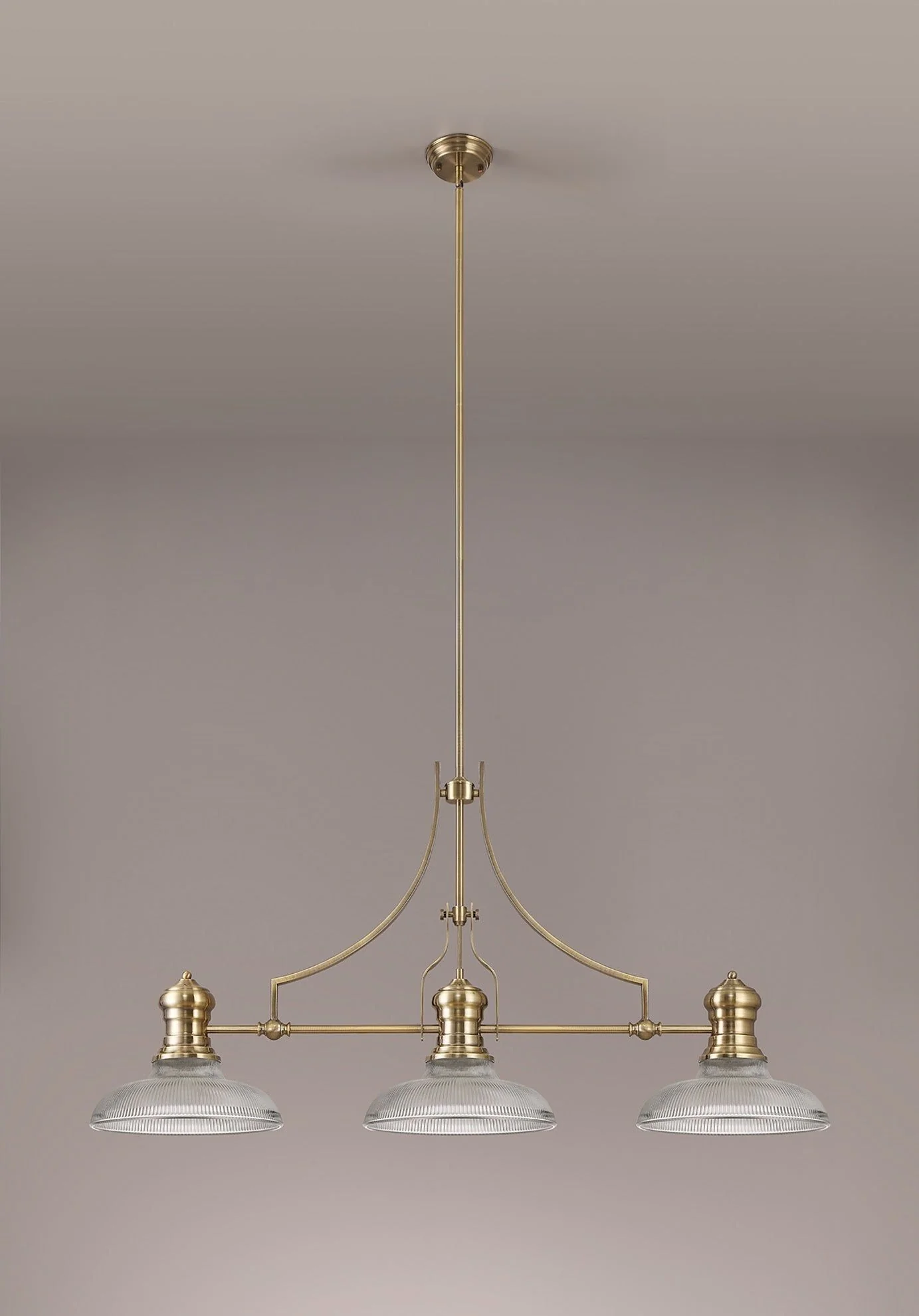 Savannah 3L Island Ceiling Light  E27 With 30cm Glass Shade Antique Brass With various Shade Colours IP20 - Image 7