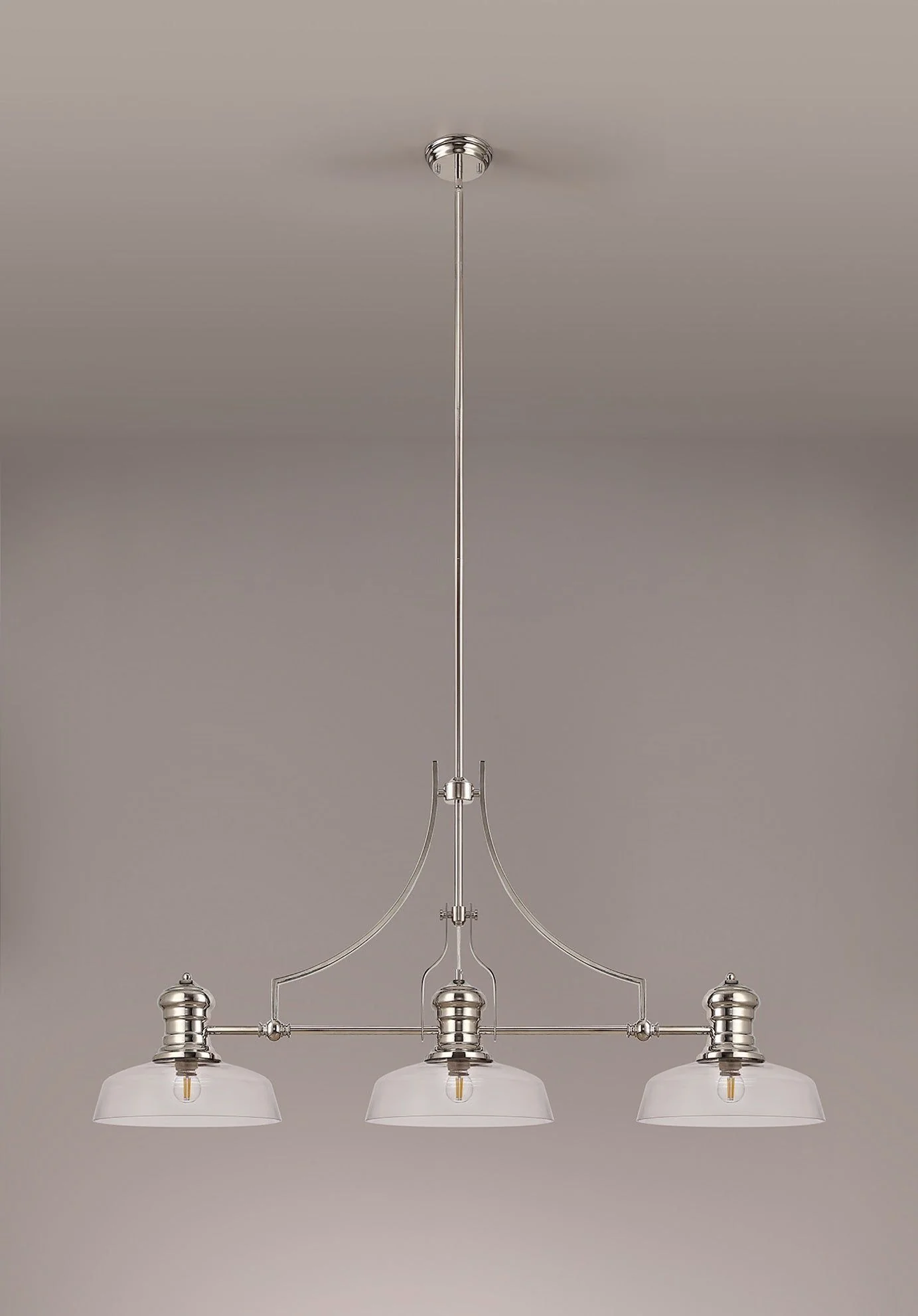 Savannah 3L Island Ceiling Light  E27 With 30cm Various Glass Shade, Polished Nickel With various Shade Colours IP20 - Image 10