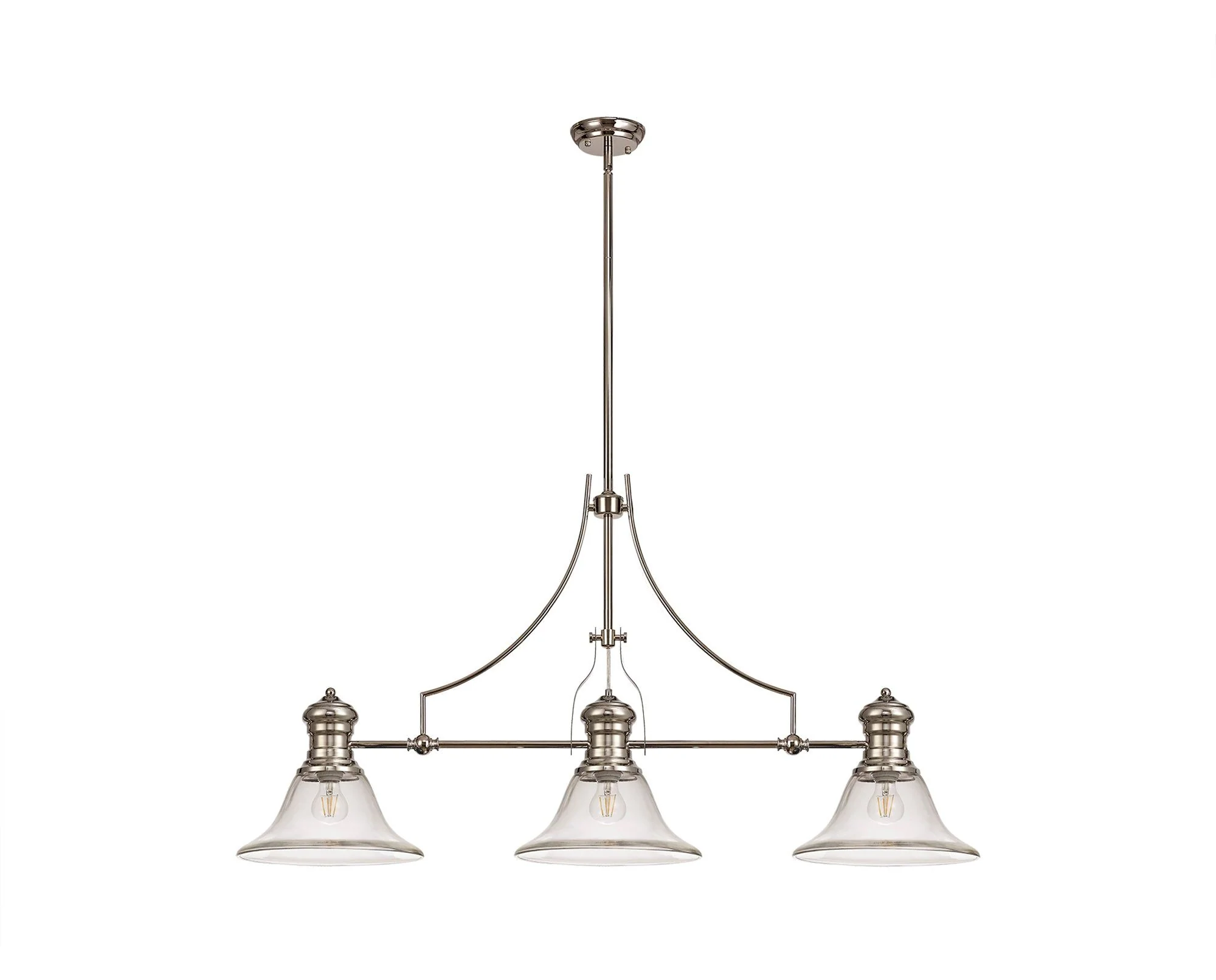 Savannah 3L Island Ceiling Light  E27 With 30cm Various Glass Shade, Polished Nickel With various Shade Colours IP20 - Image 11