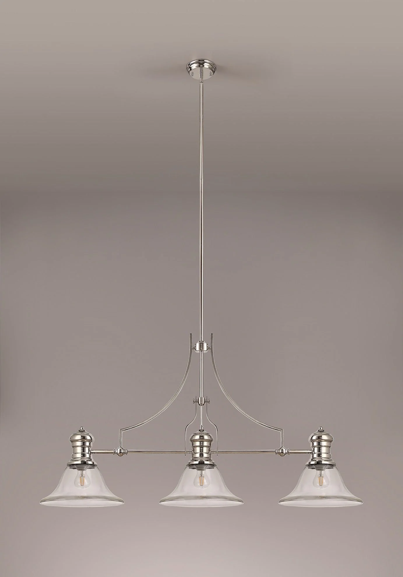 Savannah 3L Island Ceiling Light  E27 With 30cm Various Glass Shade, Polished Nickel With various Shade Colours IP20 - Image 12