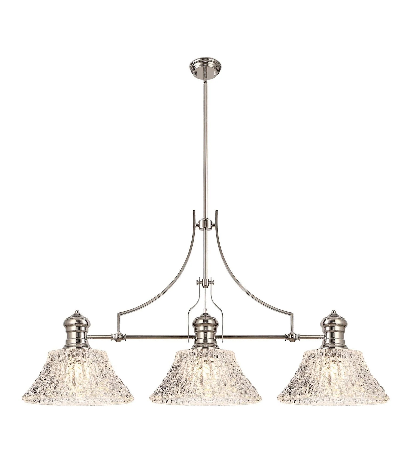 Savannah 3L Island Ceiling Light  E27 With 30cm Various Glass Shade, Polished Nickel With various Shade Colours IP20 - Image 15