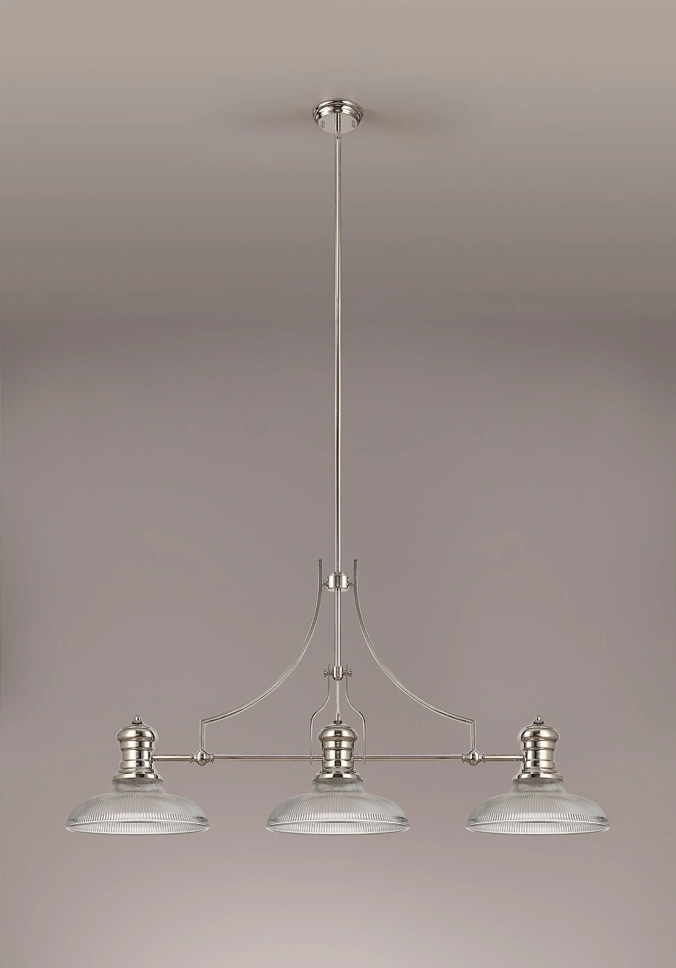 Savannah 3L Island Ceiling Light  E27 With 30cm Various Glass Shade, Polished Nickel With various Shade Colours IP20 - Image 2