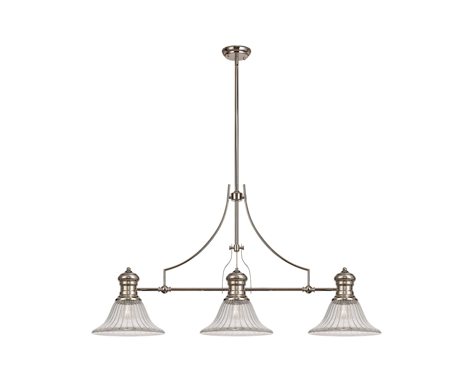 Savannah 3L Island Ceiling Light  E27 With 30cm Various Glass Shade, Polished Nickel With various Shade Colours IP20 - Image 3