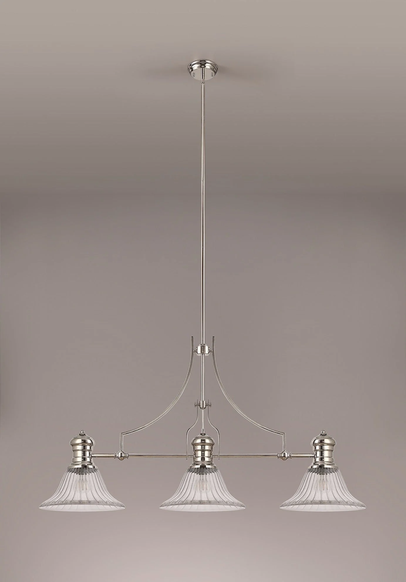 Savannah 3L Island Ceiling Light  E27 With 30cm Various Glass Shade, Polished Nickel With various Shade Colours IP20 - Image 4