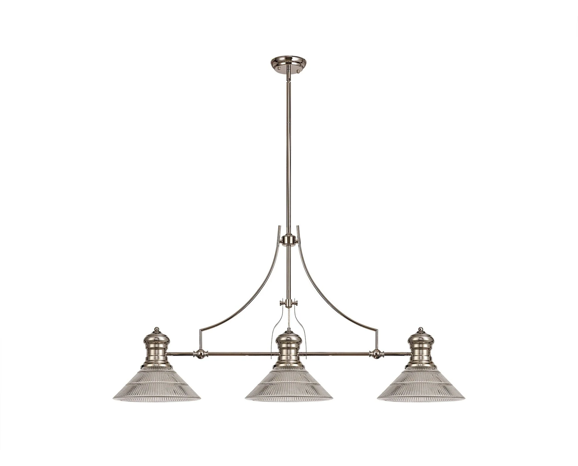 Savannah 3L Island Ceiling Light  E27 With 30cm Various Glass Shade, Polished Nickel With various Shade Colours IP20 - Image 5