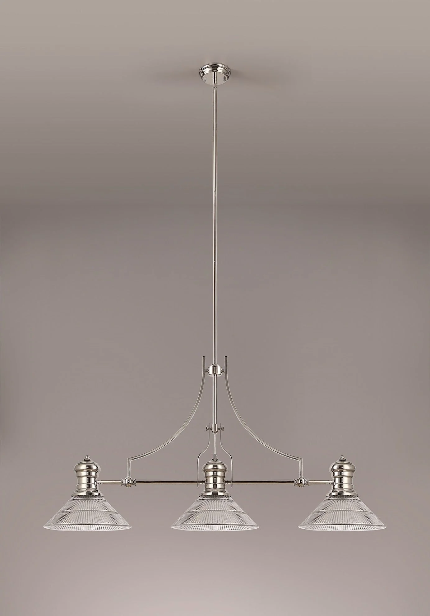 Savannah 3L Island Ceiling Light  E27 With 30cm Various Glass Shade, Polished Nickel With various Shade Colours IP20 - Image 6