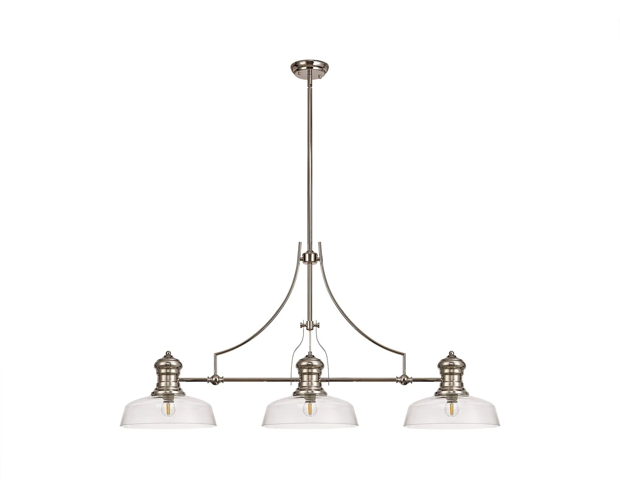 Savannah 3L Island Ceiling Light  E27 With 30cm Various Glass Shade, Polished Nickel With various Shade Colours IP20 - Image 9