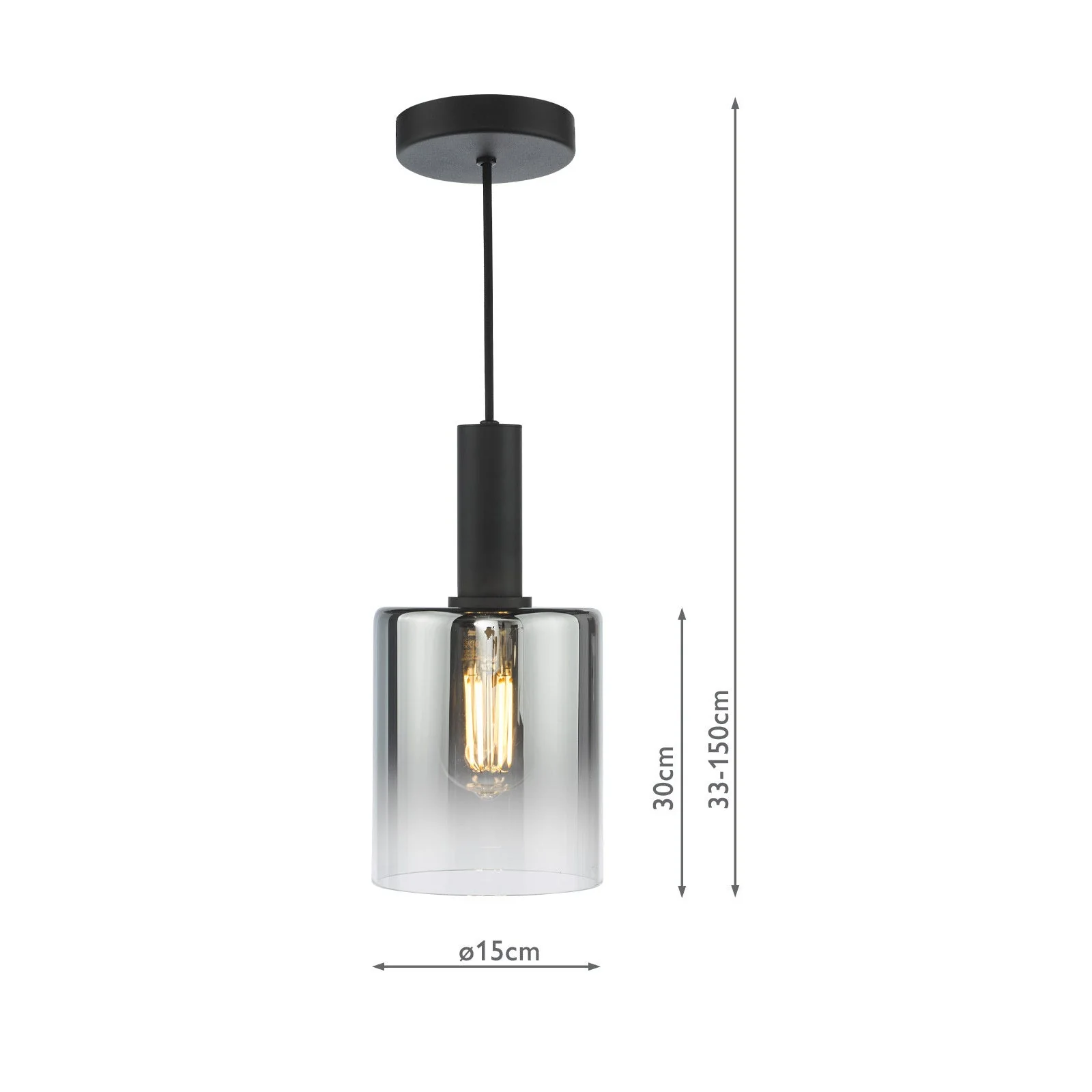 Savannah Pendant- Matt Black and Smoked Glass/ Satin Gold and Gold Ombre Glass - Image 4